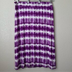 Ava & Viv Boho Purple White Tie Dye Stretchy Maxi Skirt